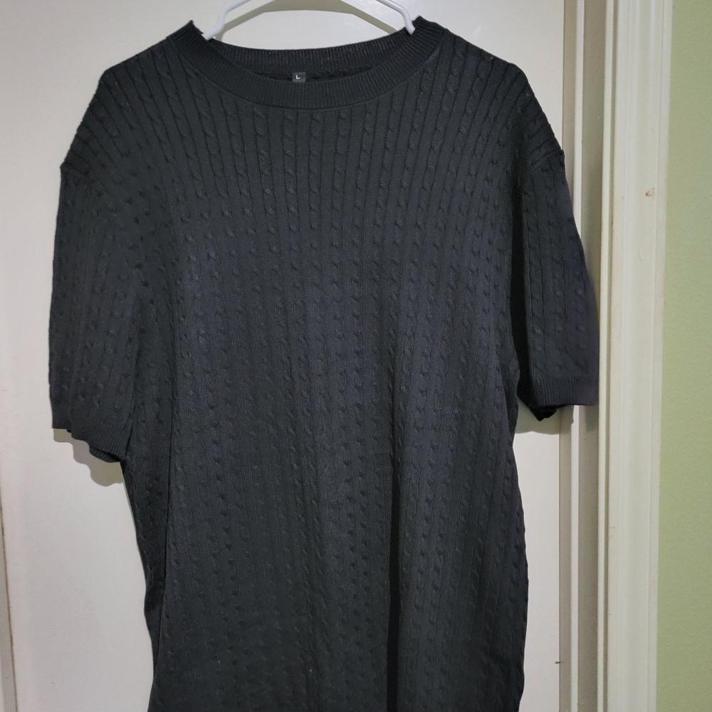 Men's Black Textured Knit Shirt